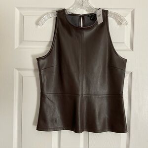 Ann Taylor Faux Leather Peplum Top
